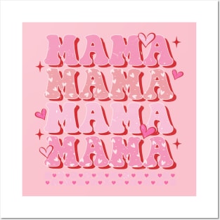 Mama Pink Retro Valentines Shirt, Mama Mini Matching Valentines Posters and Art